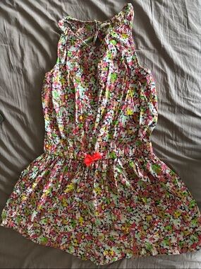 Crewcuts multicolor Neon Floral Sleeveless Romper girls size [14]